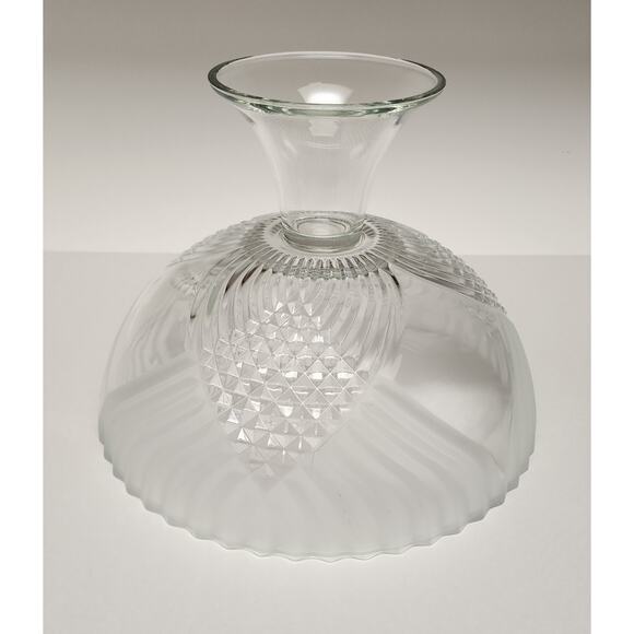 Tiara Trillium Clear Frosted Criss Cross Pressed Glass Footed 10.5" Bowl - Picture 6 of 6